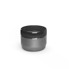 Empty glass can for cream isolated on white background. 3d illustration