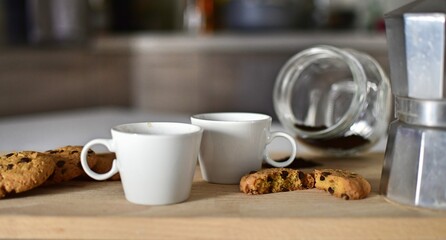 coffee break with protein cookies with chickpea flour