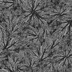Black and white leaves watercolor, seamless pattern, background