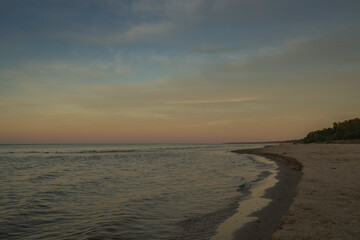 Baltic sea at beautiful sunrise in Latvia beach.