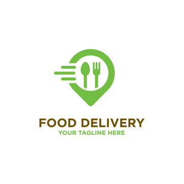 Food Delivery to Location Vector Illustration Logo