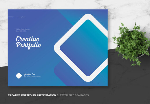 Designer Portfolio Layout with Blue Elements