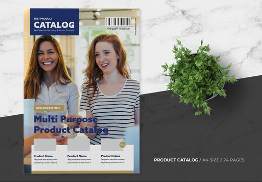 Catalog Layout with Blue Elements
