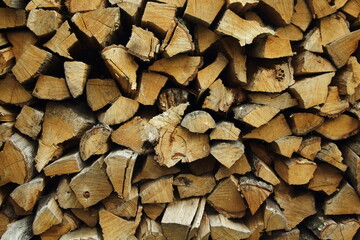 the pile of chop firewood