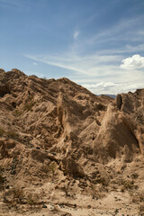 Natural texture. Desert landscape. View of the sandstone and rocks in the mountains. 