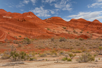 Geological formations in the Aktau Mountains, Kazakhstan