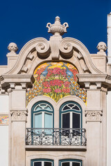 Building with elements of Art Nouveau architecture style in Lisbon, Portugal