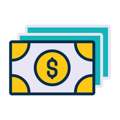 money bills icon, line and fill style