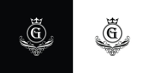 letter G logo Luxury letter with crown.  Monogram alphabet . Beautiful royal initials letter. template logo for design 
