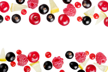 berries currants raspberry cherry isolated on white background