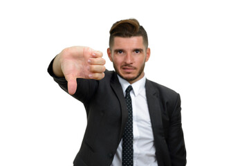 Portrait of handsome bearded Hispanic businessman in suit