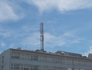 Mobile operator tower on a high building