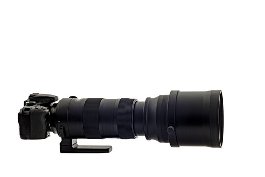 Fototapeta Super Telephoto Zoom Lens On digital Camera Isolated on White