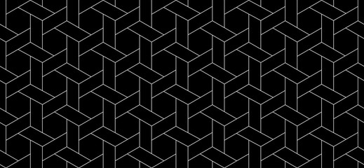 Vector seamless cubic hexagon pattern. Modern stylish thin linear texture.