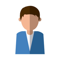 portrait man character cartoon faceless flat icon with shadow