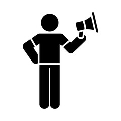 Fototapeta premium man avatar with megaphone silhouette style icon vector design