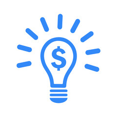 Profit-making idea icon / blue color