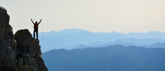 Mountain landscape with fog and mountains