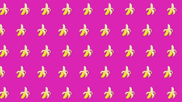 Motion design banana. An animated element banana on pink background.