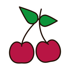 cherry fruit line and fill style icon vector design