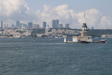 Istanbul Maiden's Tower view. Bosphorus. 