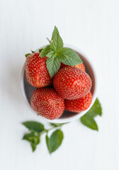 strawberries on a wooden table