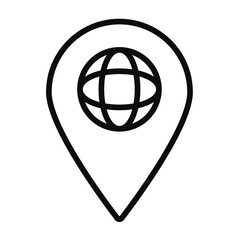 location pin with global sphere icon, line style