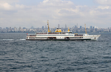 Fototapeta na wymiar Istanbul city view. Ferry. Sea.
