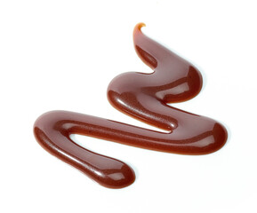 chocolate sauce on white background