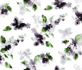 seamless watercolor flowers pattern illustration.