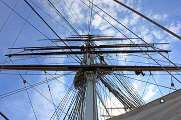 mast and rigging of a sailing ship
