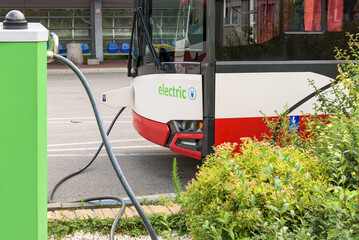 Electric bus at the charging station