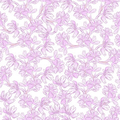 Pink flower on pink background seamless pattern in tender chinese style. Great for fabric, textile and girls.