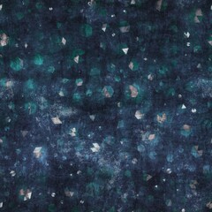 Seamless blue texture grungy repeat pattern swatch. Highly textured and incredibly intricate turquoise, indigo, and cream mixed media design. Bleeding ink pigment. Realistic wrinkled fabric grain tile