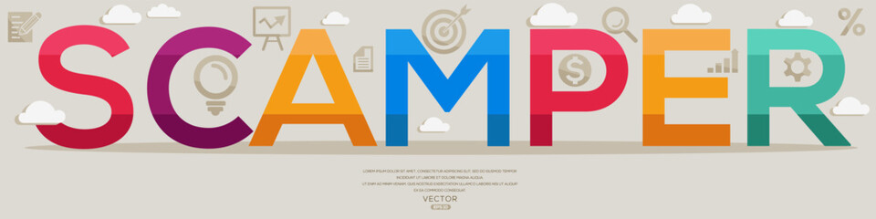 Creative (scamper) Design,letters and icons,Vector illustration.	
 - obrazy, fototapety, plakaty
