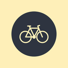 Minimalistic bicycle icon. Vector symbol in flat design on round background