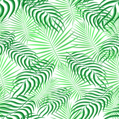 Tropical pattern seamless background. Palm leaves, modern seamless summer tropic art. Colorful trendy natural botanic print for decoration fabric,fashion textile. Palm tree leaf.Vector tropics botany.