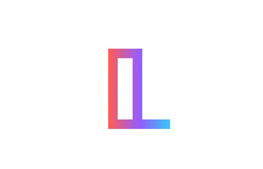 L colored alphabet letter logo icon. Pink blue simple line and design for business and company identity
