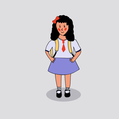 Cute girl in a school uniform with a backpack. illustration of a schoolgirl. Back to school.
