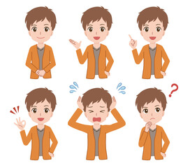 Illustration of men in various poses