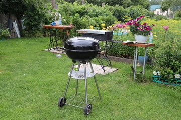 grill stuff in belarusian rural garden