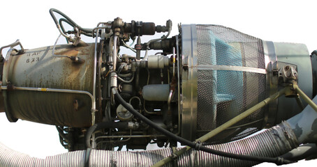 close up view of helicopter engine