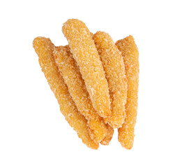 Deep fried fish fingers snacks fastfood isolated on the white