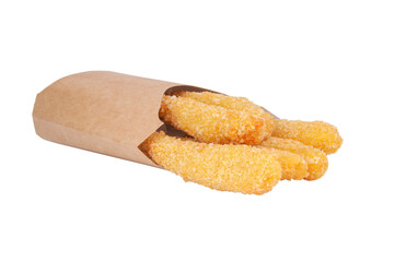 Deep fried fish fingers snacks fastfood isolated on the white
