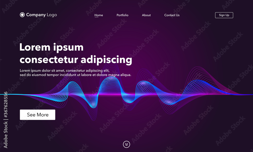 Wall mural landing page. abstract background website. template for websites, or apps. digital technology equali