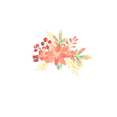 Watercolor  flowers composition. 
Autumn illustration.