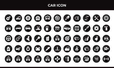 car detail isolated circle icon set design vector