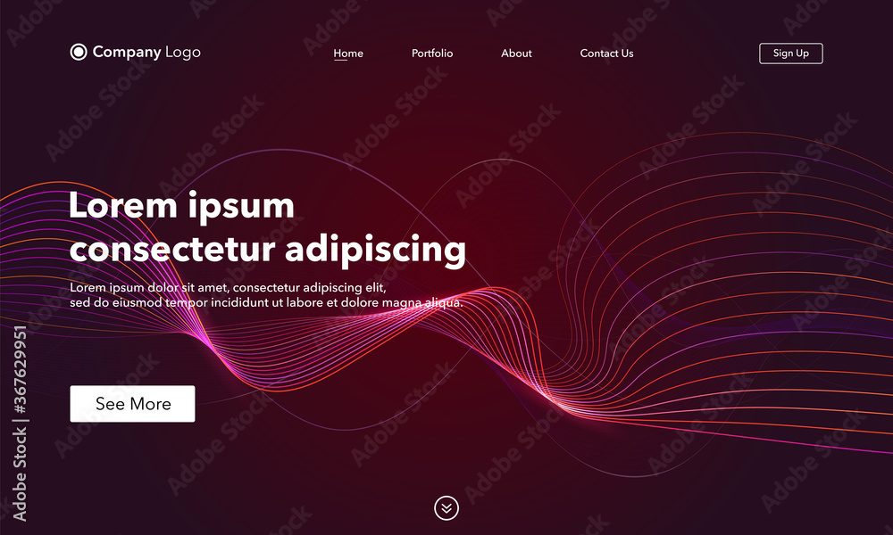 Wall mural landing page. abstract background website. template for websites, or apps. modern design. abstract v