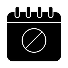 calendar with stop ban silhouette style icon vector design