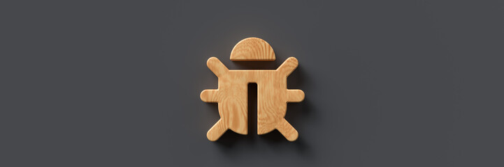 wooden bug icon on gray background
